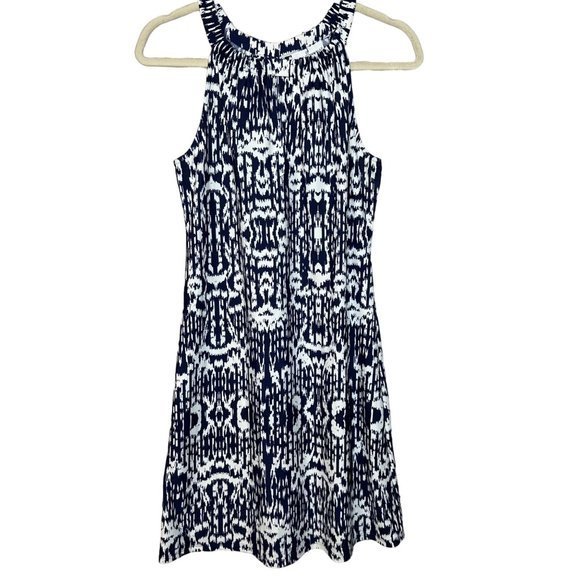 Jude Connally Sleeveless Navy White Abstract Key Hole Stretch Dress Size XS - Picture 1 of 3